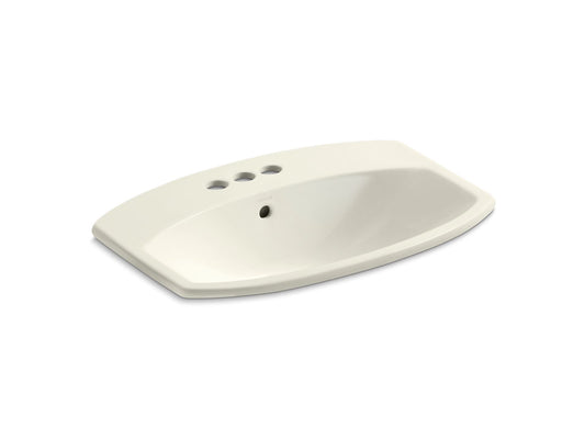 KOHLER K-2351-4-96 Cimarron 22-3/4" Rectangle Drop-In Bathroom Sink In Biscuit