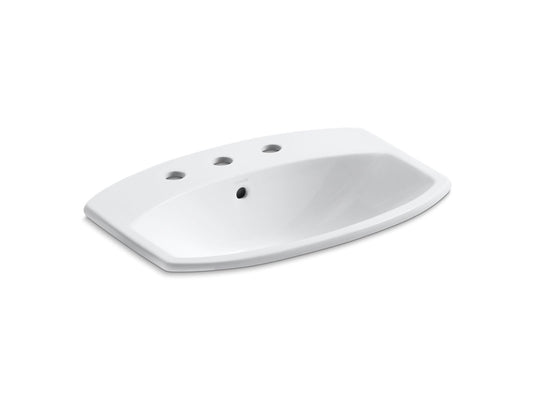 KOHLER K-2351-8-0 Cimarron 22-3/4" Rectangle Drop-In Bathroom Sink In White