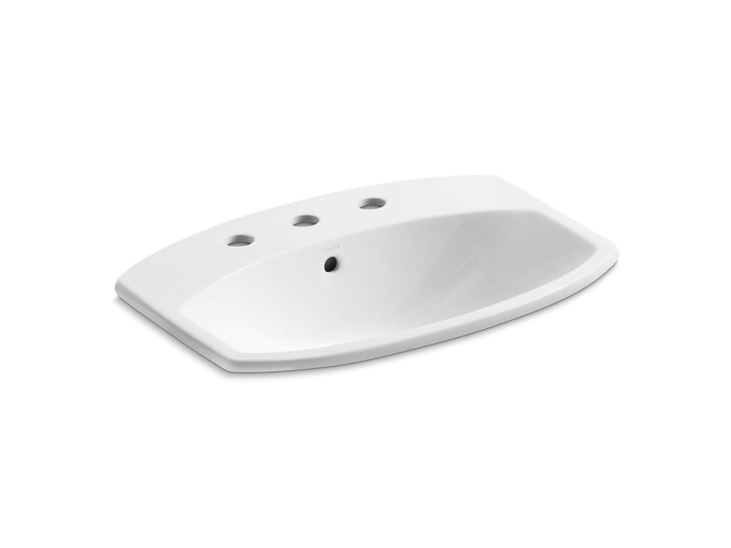 KOHLER K-2351-8-0 Cimarron 22-3/4" Rectangle Drop-In Bathroom Sink - White