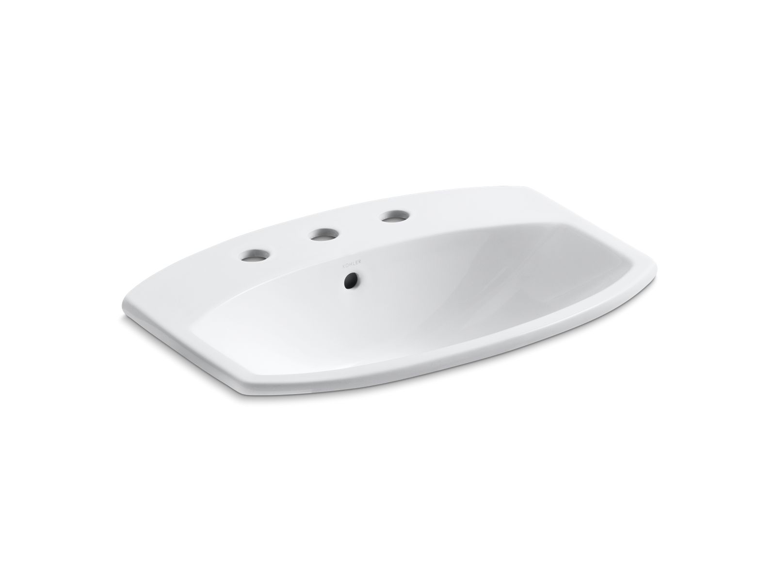 KOHLER K-2351-8-0 Cimarron 22-3/4" Rectangle Drop-In Bathroom Sink - White