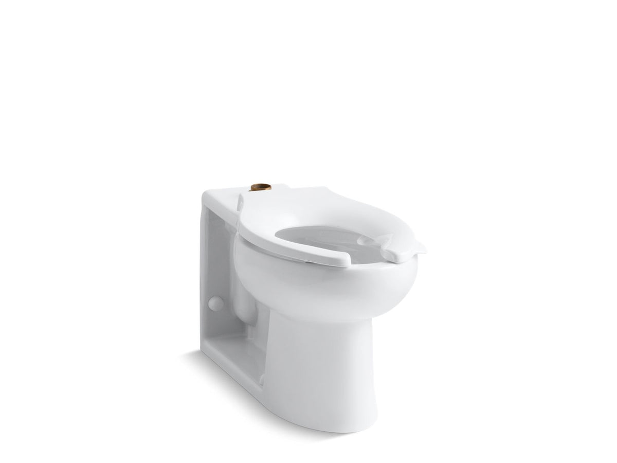 KOHLER K-4386-L-0 Anglesey Floor-Mount Top Spud Flushometer Bowl With Bedpan Lugs - White