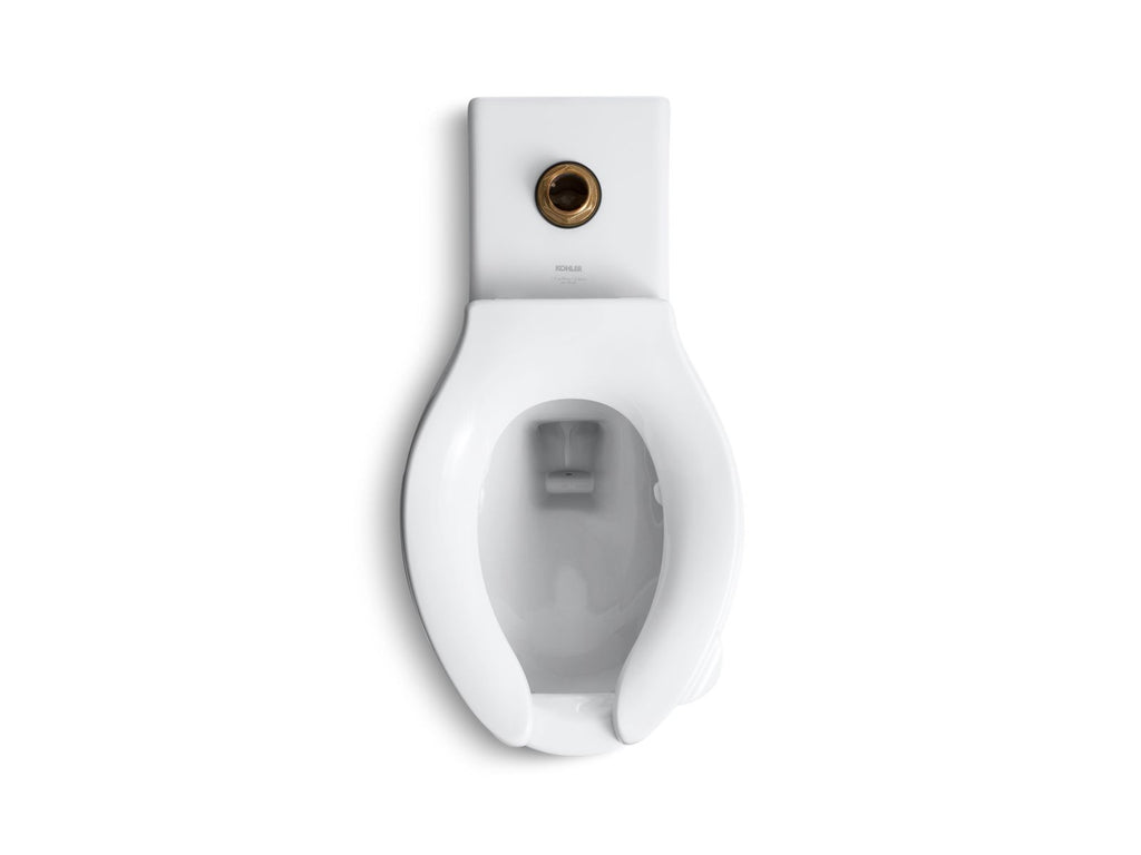 KOHLER K-4386-L-0 Anglesey Floor-Mount Top Spud Flushometer Bowl With Bedpan Lugs - White