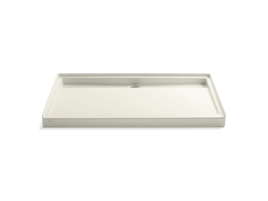KOHLER K-9928-96 Groove 60" x 36" alcove shower base, center drain - Biscuit