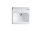 KOHLER K-2812-0 Hudson 20" X 18" Wall-Mount/Concealed Arm Carrier Bathroom Sink With Single Faucet Hole And Lugs For Chair Carrier - White