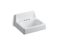 KOHLER K-2867-0 Hudson 20" X 18" Wall-Mount Bathroom Sink With 4" Centerset Faucet Holes And Lugs For Chair Carrier - White