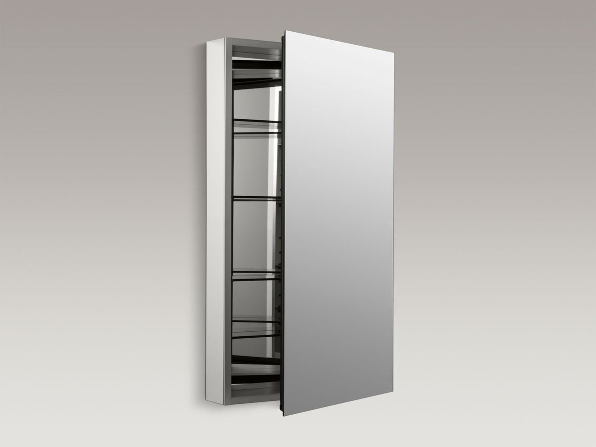 KOHLER K-2939-PG-SAA Catalan 20-1/8" W X 36-1/8" H Aluminum Single-Door Medicine Cabinet With 170 Degree Hinge - Satin Anodized Aluminum
