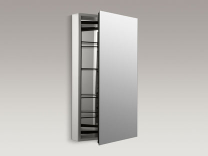 KOHLER K-2939-PG-SAA Catalan 20-1/8" W x 36-1/8" H aluminum single-door medicine cabinet with 170 degree hinge - Satin Anodized Aluminum