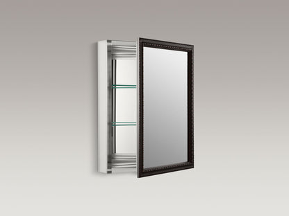 KOHLER K-2967-BR1 20" W x 26" H aluminum single-door medicine cabinet with oil-rubbed bronze framed mirror door - Oil-Rubbed Bronze