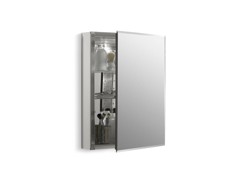 KOHLER K-CB-CLC2026FS 20" W X 26" H Aluminum Single-Door Medicine Cabinet With Mirrored Door, Beveled Edges