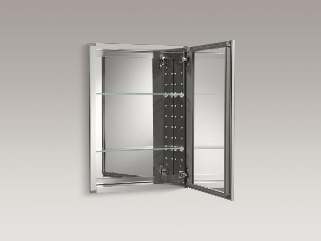 KOHLER K-CB-CLW2026SS 20" W X 26" H Aluminum Single-Door Medicine Cabinet With Decorative Silver Framed Mirrored Door