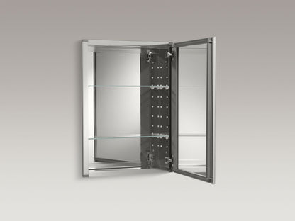 KOHLER K-CB-CLW2026SS 20" W x 26" H aluminum single-door medicine cabinet with decorative silver framed mirrored door
