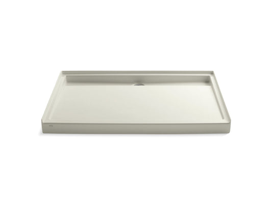 KOHLER K-9996-96 Groove 60" x 42" alcove shower base, rear center drain - Biscuit