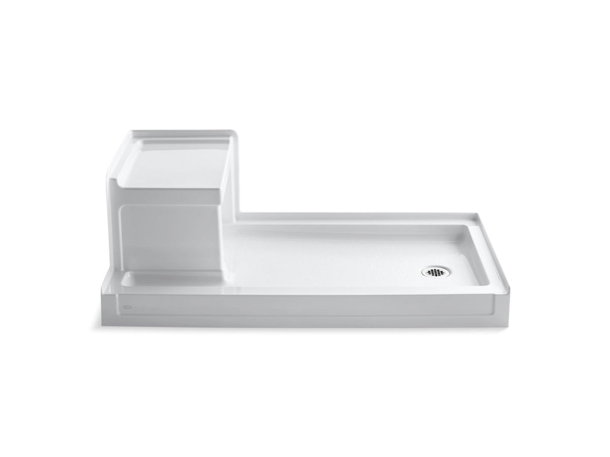 KOHLER K-1976-0 Tresham 60" X 32" Alcove Shower Base, Right Drain - White