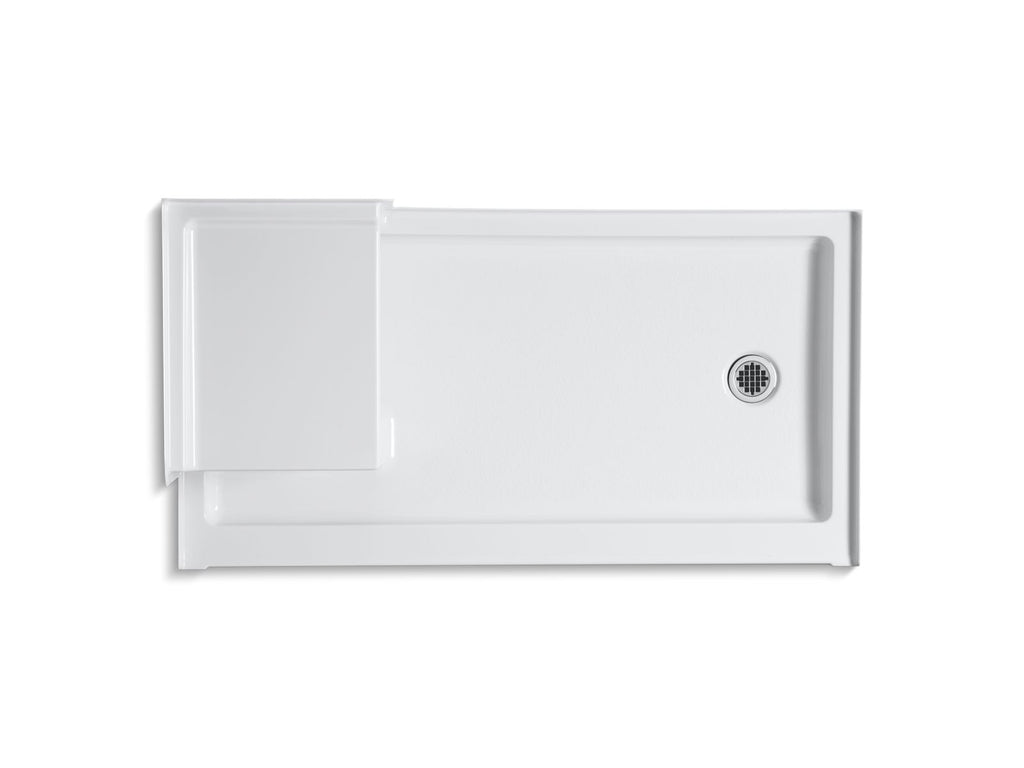 KOHLER K-1976-0 Tresham 60" X 32" Alcove Shower Base, Right Drain - White