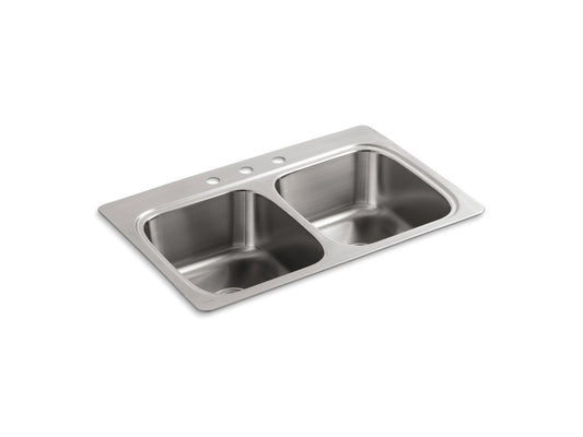 KOHLER K-5267-3-NA Verse 33" Top-Mount Double-Bowl Kitchen Sink