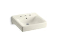 KOHLER K-2053-96 Soho 20" X 18" Wall-Mount/Concealed Arm Carrier Bathroom Sink With 8" Widespread Faucet Holes - Biscuit