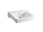 KOHLER K-2053-L-0 Soho 20" X 18" Wall-Mount/Concealed Arm Carrier Bathroom Sink With 8" Widespread Faucet Holes And Left-Hand Soap Dispenser Hole - White