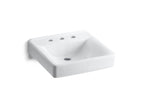 KOHLER K-2053-N-0 Soho 20" X 18" Wall-Mount/Concealed Arm Carrier Bathroom Sink With 8" Widespread Faucet Holes - White