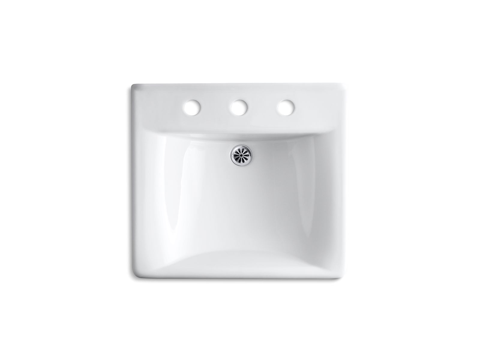 KOHLER K-2053-N-0 Soho 20" X 18" Wall-Mount/Concealed Arm Carrier Bathroom Sink With 8" Widespread Faucet Holes - White