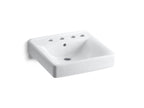 KOHLER K-2053-R-0 Soho 20" X 18" Wall-Mount/Concealed Arm Carrier Bathroom Sink With 8" Widespread Faucet Holes And Right-Hand Soap Dispenser Hole - White