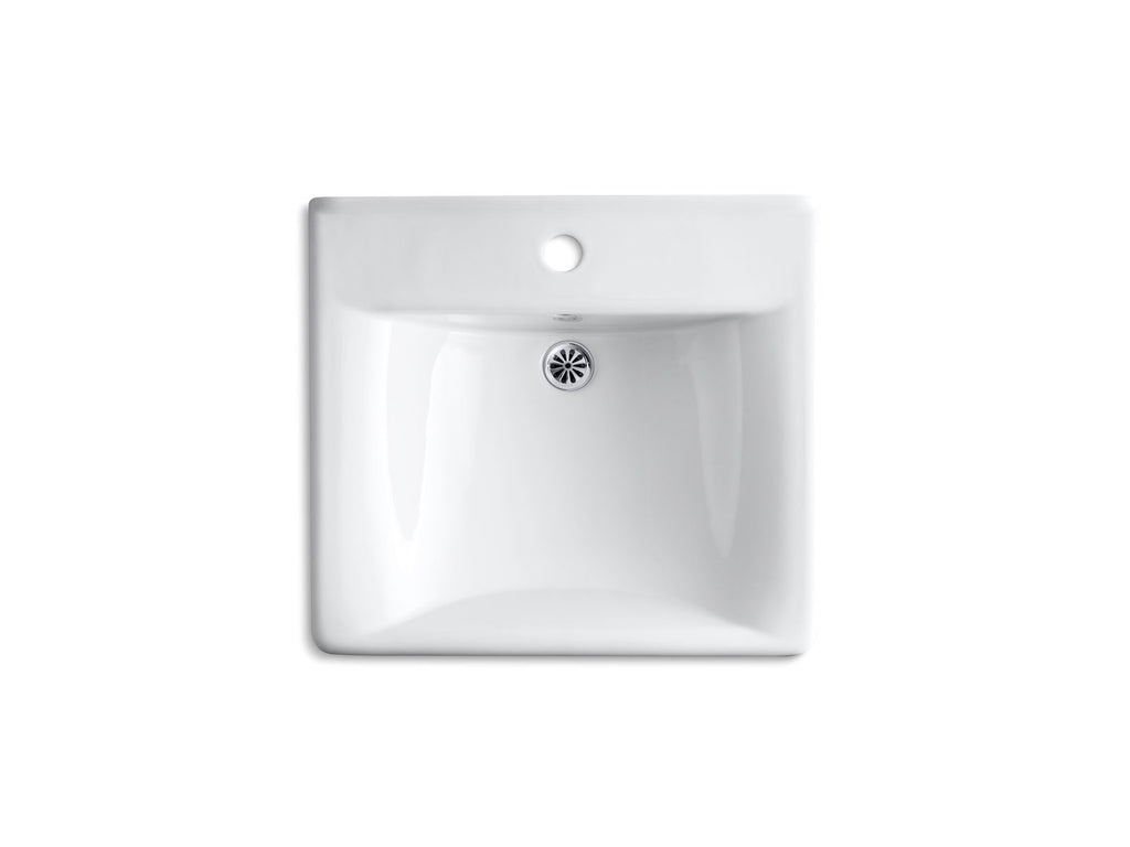 KOHLER K-2084-7 Soho 20" X 18" Wall-Mount/Concealed Arm Carrier Bathroom Sink With Single Faucet Hole - Black Black