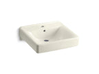 KOHLER K-2084-96 Soho 20" X 18" Wall-Mount/Concealed Arm Carrier Bathroom Sink With Single Faucet Hole - Biscuit