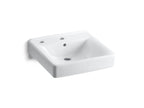 KOHLER K-2084-L-0 Soho 20" X 18" Wall-Mount/Concealed Arm Carrier Bathroom Sink Left-Hand Soap Dispenser Hole - White