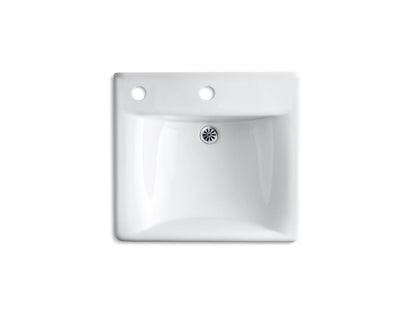 KOHLER K-2084-NL-0 Soho 20" x 18" wall-mount/concealed arm carrier bathroom sink with single faucet hole and left-hand soap dispenser hole - White