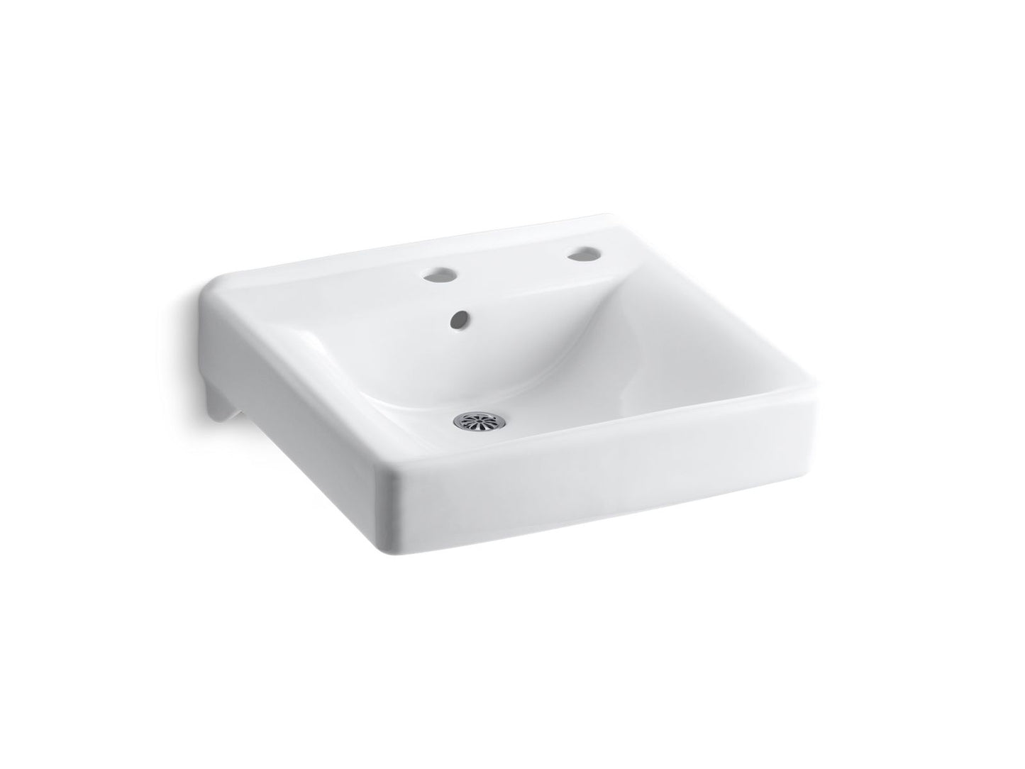 KOHLER K-2084-R-0 Soho 20" X 18" Wall-Mount/Concealed Arm Carrier Bathroom Sink Right-Hand Soap Dispenser Hole In White