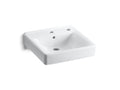 KOHLER K-2084-R-0 Soho 20" X 18" Wall-Mount/Concealed Arm Carrier Bathroom Sink Right-Hand Soap Dispenser Hole - White