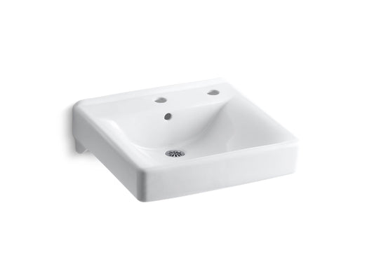 KOHLER K-2084-R-0 Soho 20" x 18" wall-mount/concealed arm carrier bathroom sink right-hand soap dispenser hole - White
