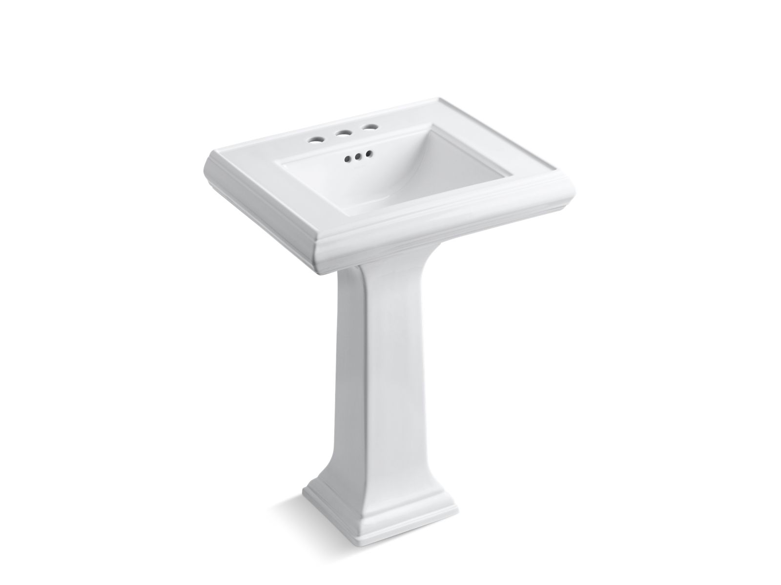 KOHLER K-2238-4-7 Memoirs Classic 24-1/4" Rectangular Pedestal Bathroom Sink - Black Black