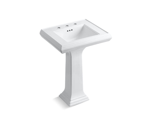 KOHLER K-2238-8-0 Memoirs Classic 24-1/4" Rectangular Pedestal Bathroom Sink In White