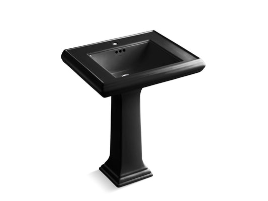 KOHLER K-2258-1-7 Memoirs Classic 27-1/4" Rectangular Pedestal Bathroom Sink In Black Black