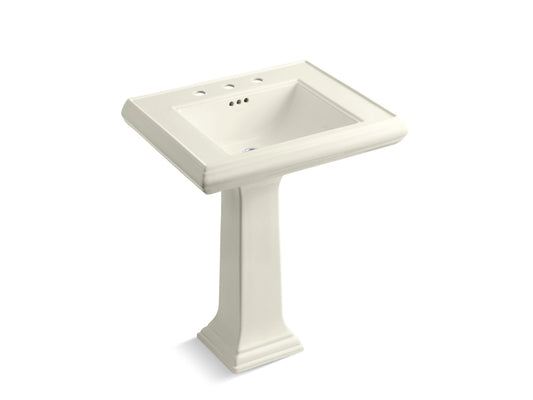 KOHLER K-2258-8-96 Memoirs Classic 27-1/4" Rectangular Pedestal Bathroom Sink In Biscuit