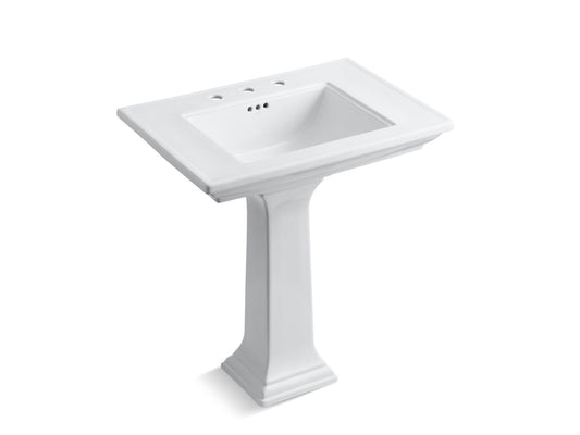 KOHLER K-2268-8-0 Memoirs Stately 30-3/4" Rectangular Pedestal Bathroom Sink In White