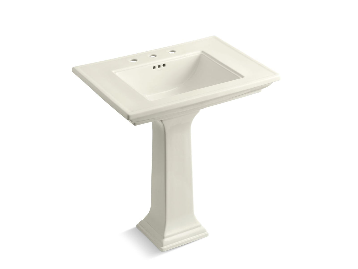 KOHLER K-2268-8-96 Memoirs Stately 30-3/4" Rectangular Pedestal Bathroom Sink In Biscuit