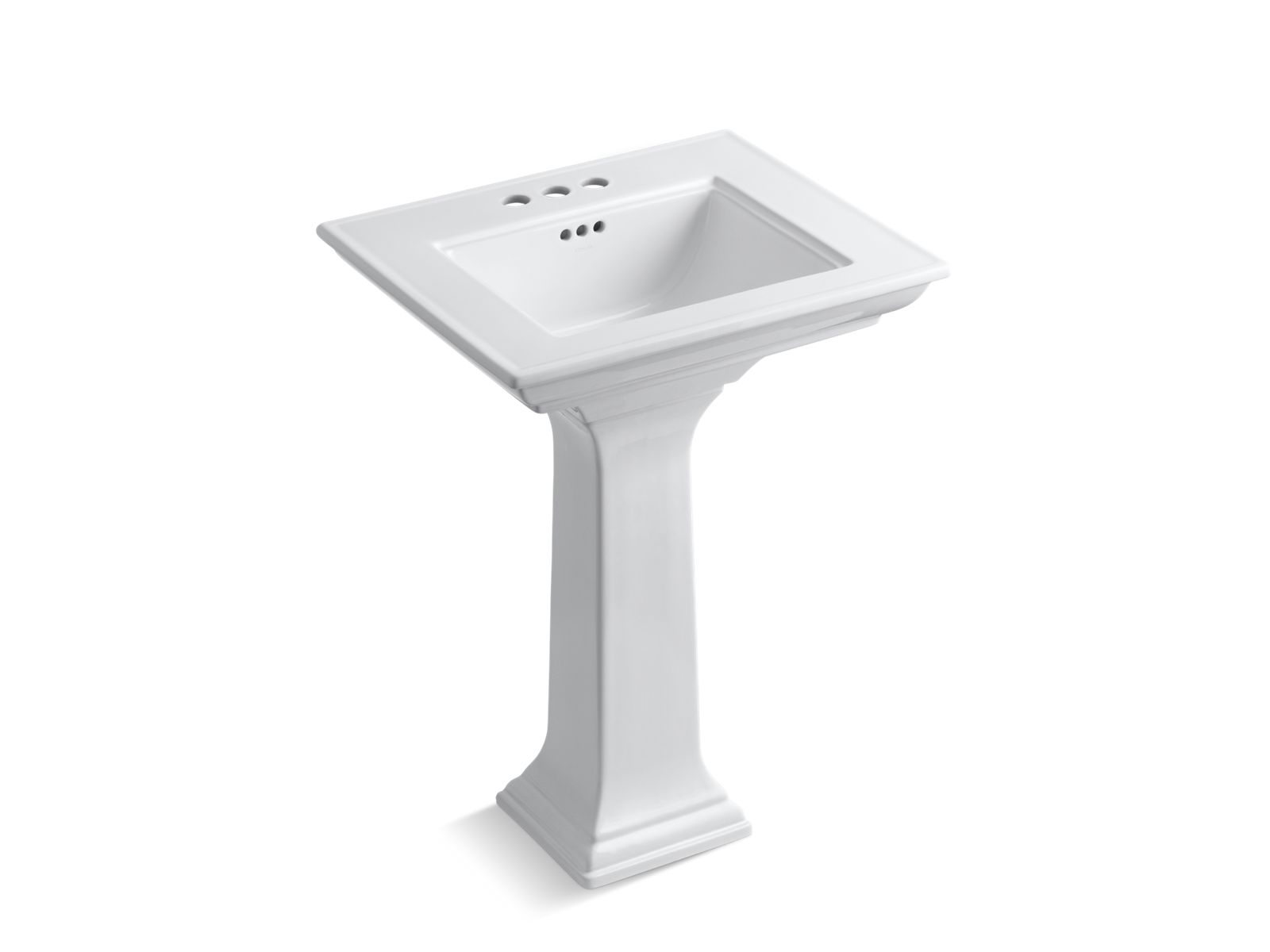KOHLER K-2344-4-0 Memoirs Stately 25" Rectangular Pedestal Bathroom Sink - White