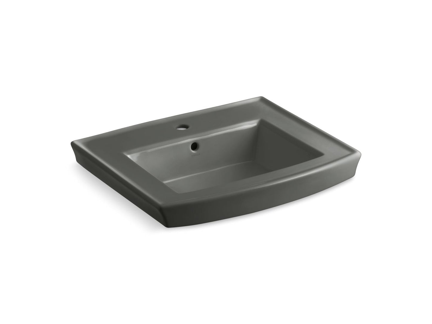 KOHLER K-2358-1-58 Archer 24" Rectangular Pedestal Bathroom Sink In Thunder Grey