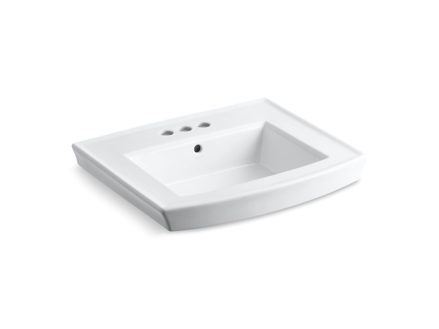 KOHLER K-2358-4-0 Archer 24" Rectangular Pedestal Bathroom Sink In White