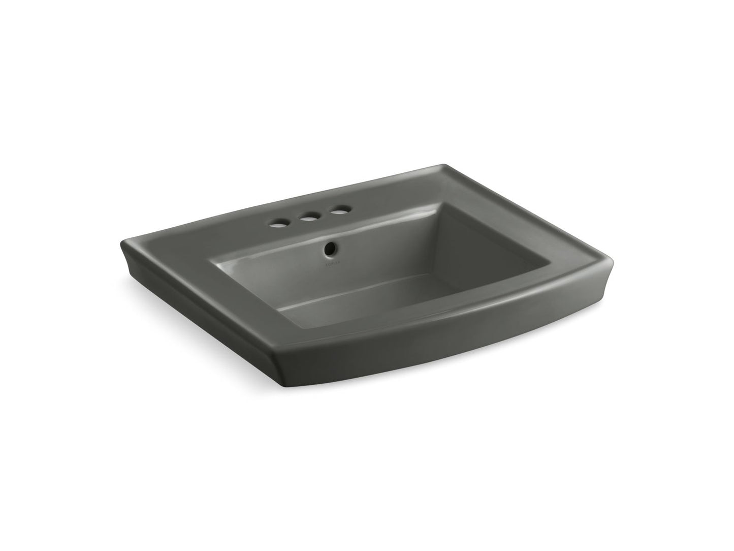 KOHLER K-2358-4-58 Archer 24" Rectangular Pedestal Bathroom Sink In Thunder Grey