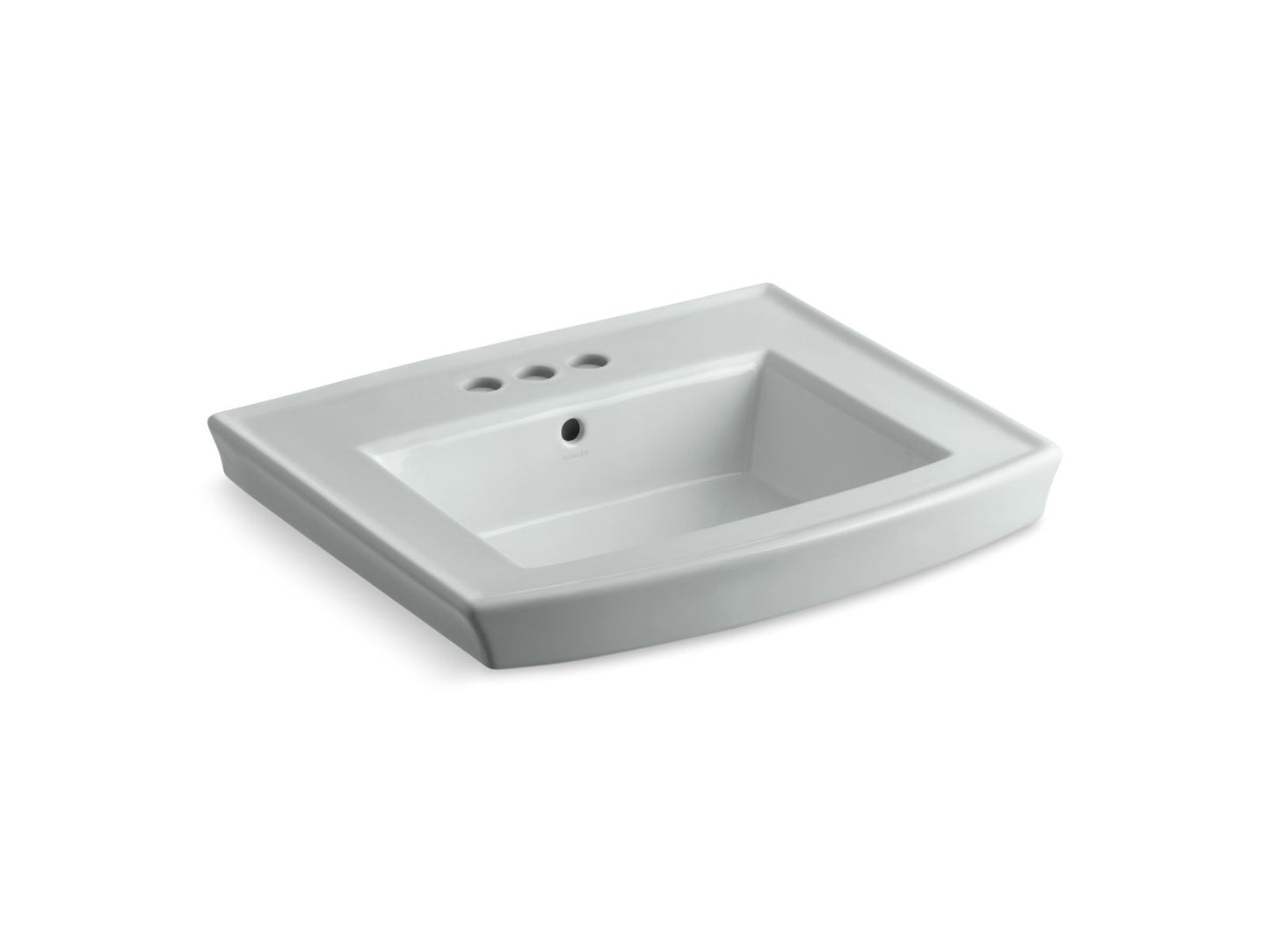 KOHLER K-2358-4-95 Archer 24" Rectangular Pedestal Bathroom Sink In Ice Grey