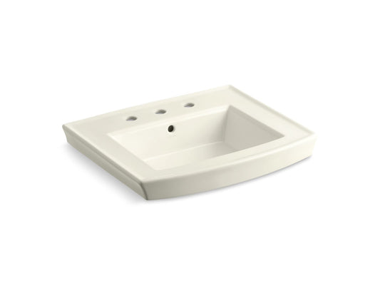 KOHLER K-2358-8-96 Archer 24" Rectangular Pedestal Bathroom Sink In Biscuit