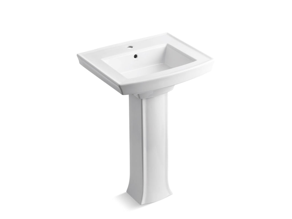 KOHLER K-2359-1-0 Archer 24" Rectangular Pedestal Bathroom Sink - White