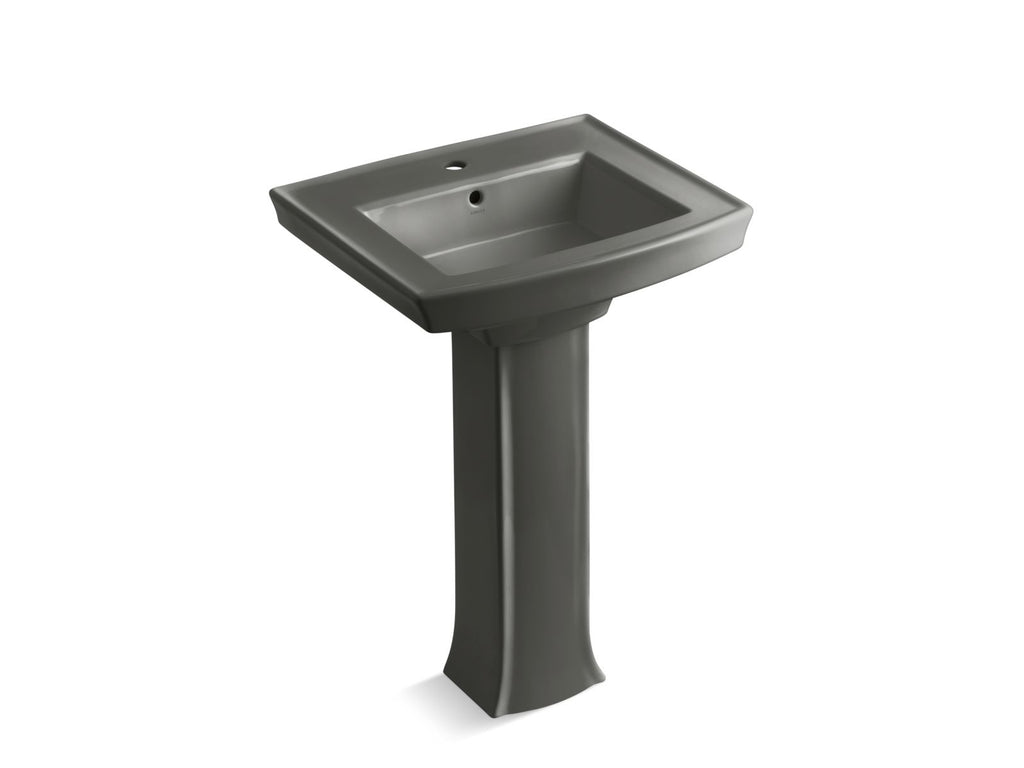KOHLER K-2359-1-58 Archer 24" Rectangular Pedestal Bathroom Sink - Thunder Grey