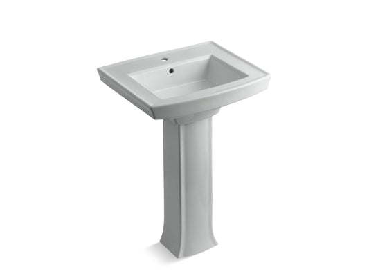 KOHLER K-2359-1-95 Archer 24" Rectangular Pedestal Bathroom Sink In Ice Grey