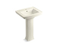 KOHLER K-2359-1-96 Archer 24" Rectangular Pedestal Bathroom Sink - Biscuit