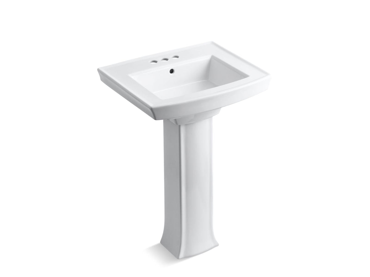 KOHLER K-2359-4-7 Archer 24" Rectangular Pedestal Bathroom Sink - Black Black