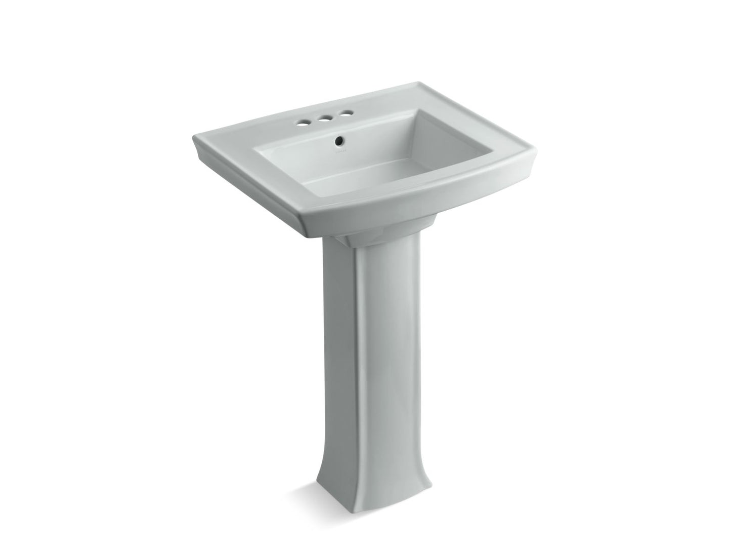 KOHLER K-2359-4-95 Archer 24" Rectangular Pedestal Bathroom Sink In Ice Grey