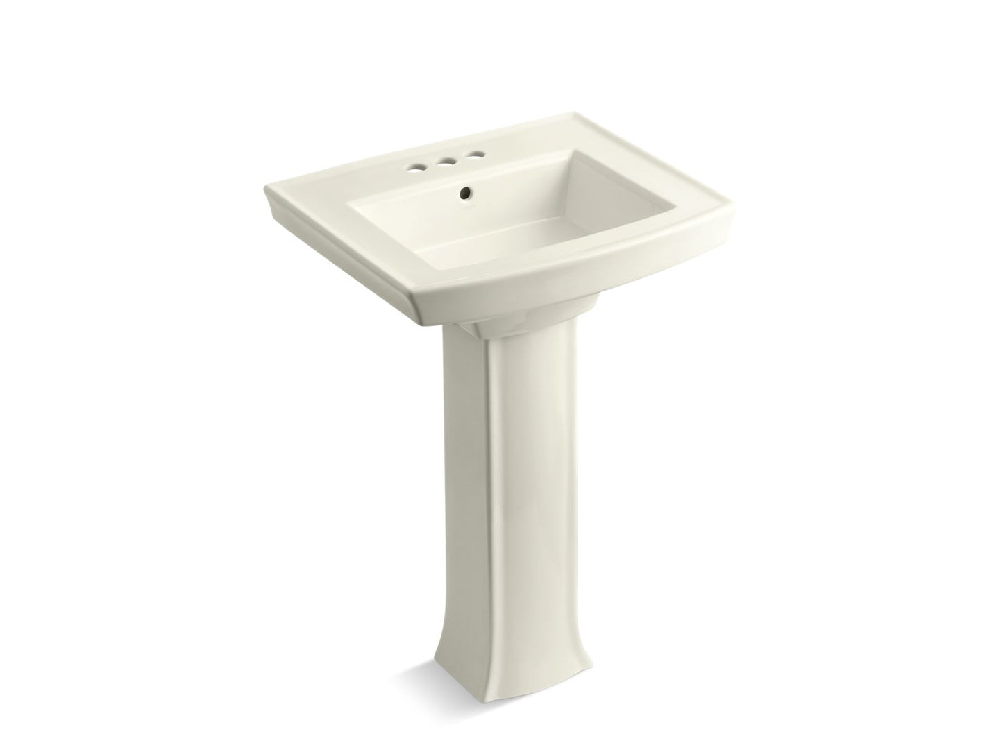 KOHLER K-2359-4-96 Archer 24" Rectangular Pedestal Bathroom Sink In Biscuit